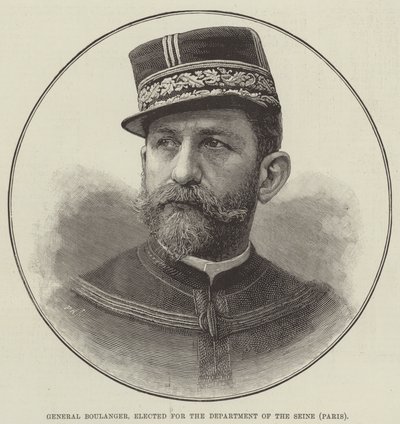 General Boulanger, vald för departementet Seine, Paris (gravyr) av English School