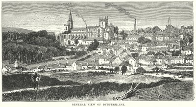 Allmän vy över Dunfermline (gravyr) av English School