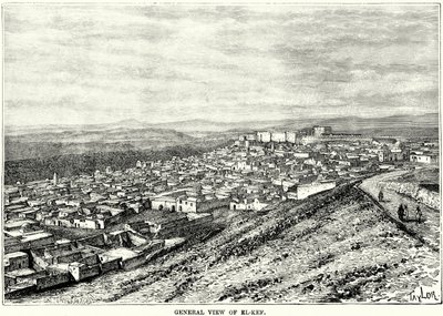 Gesamtansicht von El-Kef (Gravur) von English School