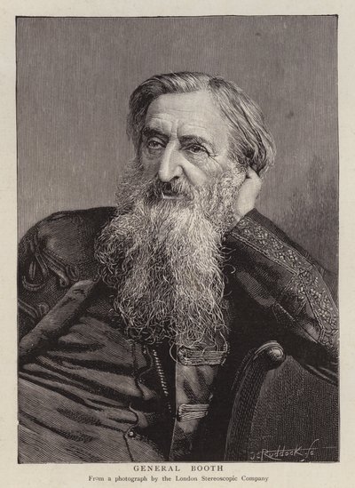 General William Booth, brittisk grundare av Frälsningsarmén (litho) av English School
