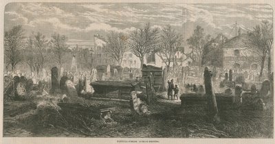 Översikt över Bunhill Fields gravfält av English School
