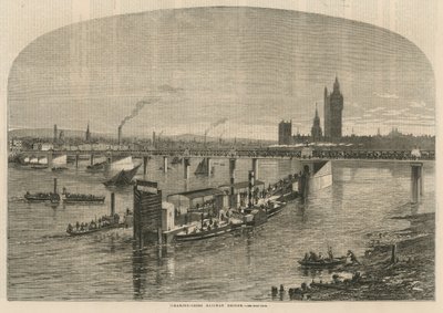 Översikt över Charing Cross Railway Bridge av English School