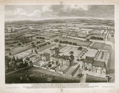 Allmän bild av resterna av Bermondsey Abbey, som den såg ut 1805 av English School