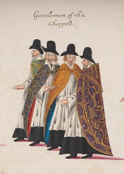Gentlemen of the Chappell, detalj av en del av drottning Elizabeth I:s begravningståg till Westminster Abbey, 28 april 1603 av English School