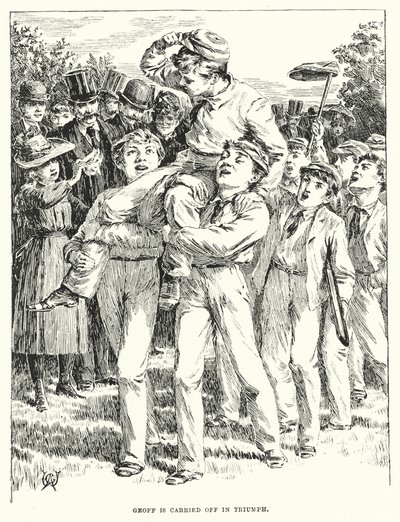 Geoff bärs bort i triumf (gravyr) av English School