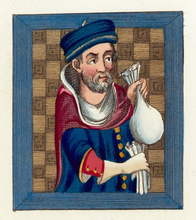 Geoffry De Lucy (färgad gravyr) av English School