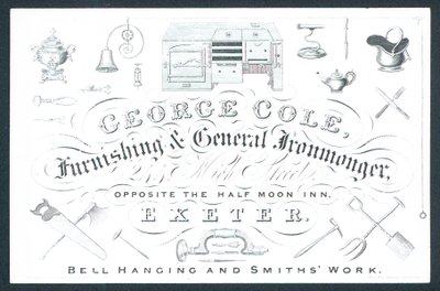 George Cole, inrednings- och allmän järnhandlare, handelskort av English School