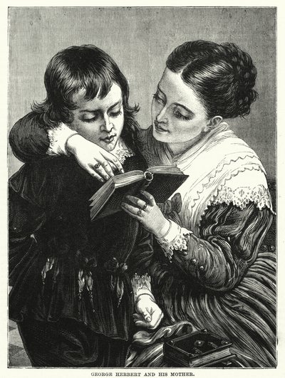 George Herbert och hans mor (gravyr) av English School