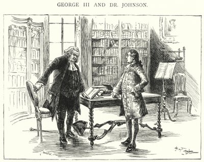 George III och Dr Johnson (gravyr) av English School