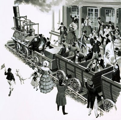George Stephensons Locomotion anlände till Darlington av English School