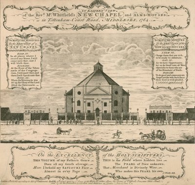 George Whitfields nya kapell och Alms-hus i Tottenham Court Road, London, 1764 av English School