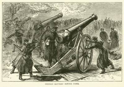 Tyska batteriet före Paris, januari 1871 av English School