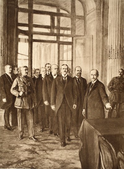 Tyska politiker på slottet i Versailles, 1919 av English School