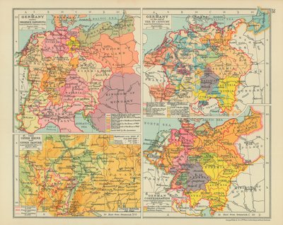Tyskland under Fredrik Barbarossa. Tyskland i slutet av 1400-talet. Övre Rhen och övre Donau (färglitografi) av English School