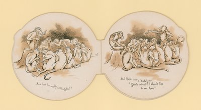 Spöken - apor och uggla (litho) av English School