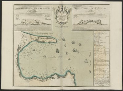 Gibraltar Bay (West and East Prospect of G. Hill.) Av C. Price, ca 1730 (färg litho) av English School