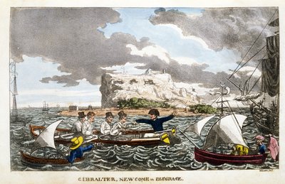 Gibraltar: Newcome in Disgrace tallrik från "The Adventures of Johnny Newcome in the Navy" av John Mitford av English School