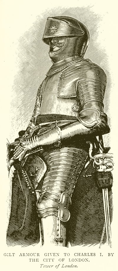 Förgylld rustning ges till Charles I. Av London City av English School