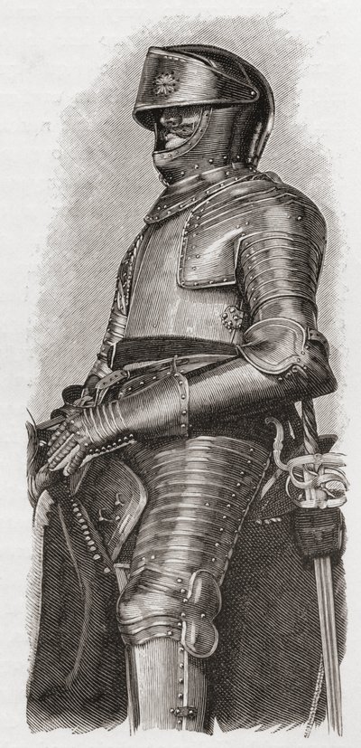 Förgylld rustning som gavs till Charles I av staden London, från "A Short History of the English People" av J. R. Green, publicerad 1893 av English School