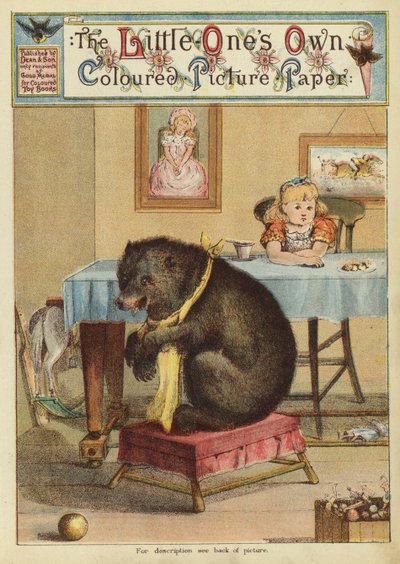 Flicka vid bordet med en björn (chromolitho) av English School