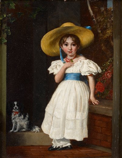 Flicka i en stråhatt, ca 1840 av English School