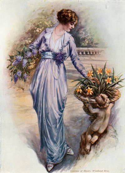 Flicka som plockar blommor av English School