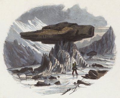 Glaciärbord (färgad gravyr) av English School