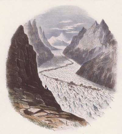 Glaciärer (färgad gravyr) av English School