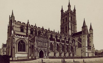 Gloucesters katedral, från sydväst (litografi) av English School