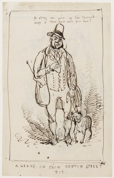 Följ med dig, jag har gett henne en lapp med tio ordspel! En Leary un från Tufton Street Pit, ca 1825 av English School