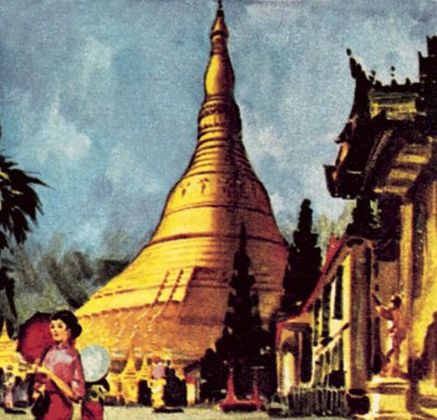 Gyllene pagoden i Rangoon av English School