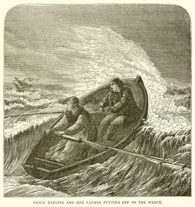 Grace Darling och hennes far lägger av till vraket av English School