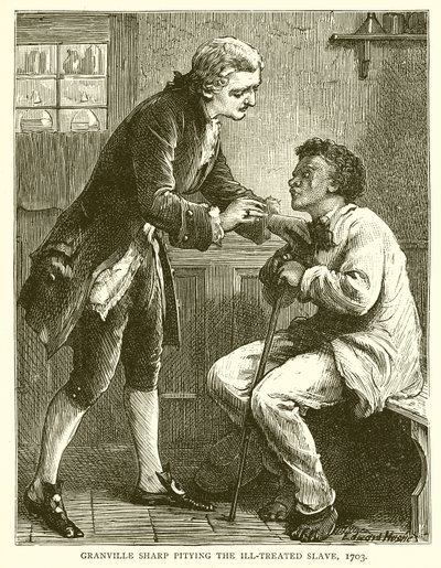Granville Sharp medlidande den illa behandlade slaven, 1703 av English School