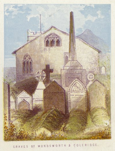 Graves of Wordsworth och Coleridge (färg litho) av English School