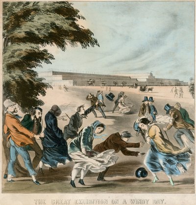 Stor utställning på en blåsig dag, 1851 av English School