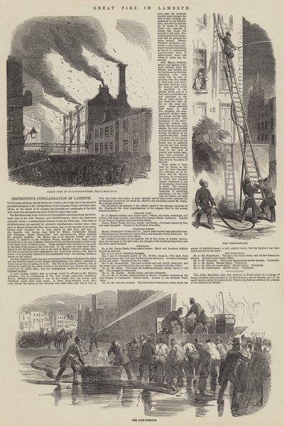 Great Fire in Lambeth (gravyr) av English School