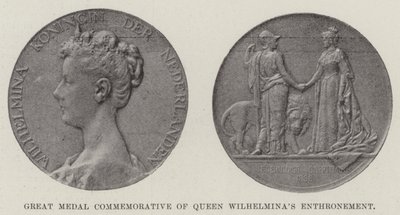 Stor medalj till minne av drottning Wilhelminas tronsättning (gravyr) av English School