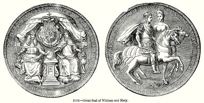 William och Marys stora sigill (gravyr) av English School