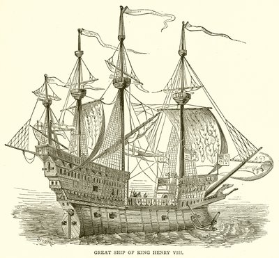 Stora skeppet av kung Henrik VIII av English School