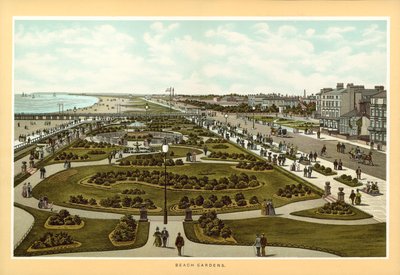 Great Yarmouth: Strandgärten (Farblithografie) von English School