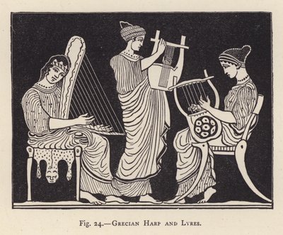 Grekisk harpa och lyra (gravyr) av English School