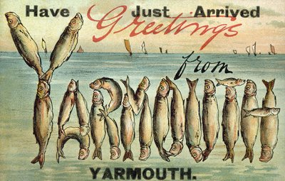 Hälsningar från Yarmouth (färg litho) av English School