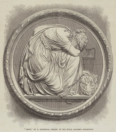 "Grief," av R Siemering, Berlin, i Royal Academy Exhibition (gravyr) av English School