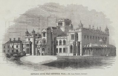 Grittleton House, nära Chippenham, Wilts (gravyr) av English School