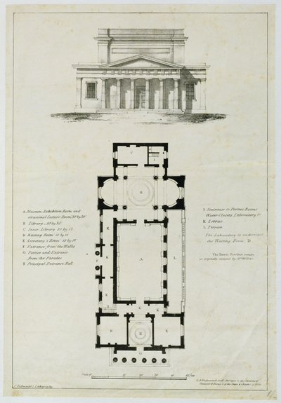 Grundplan för de nedre församlingsrummen, Bath, graverad av Charles Hullmandel (1789-1850) av English School