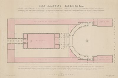 Grundplan för Albert Memorial, som föreslagits vid Burlington House av English School