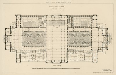 Planritning av norra terrassen på Alexandra Palace av English School