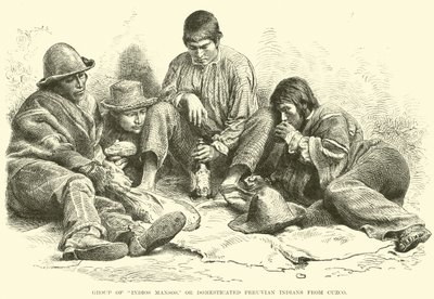 Grupp av Indios Mansos, eller domesticerade peruanska indianer från Cuzco av English School