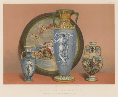 Group of Majolica av Mrs J Wedgwood and Sons, Etruria av English School
