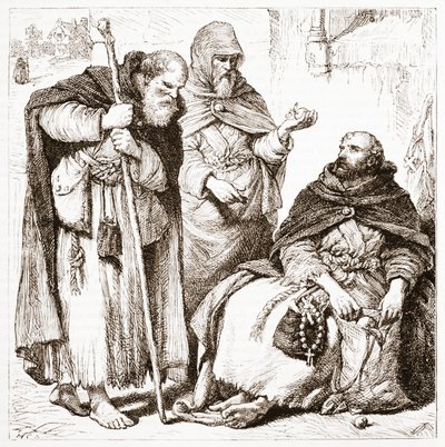 Grupp av Mendicant Friars, illustration från The History of Protestantism av James Aitken Wylie (1808-1890), pub. 1878 av English School